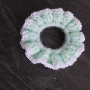 Sparkly Mint and White Scrunchie