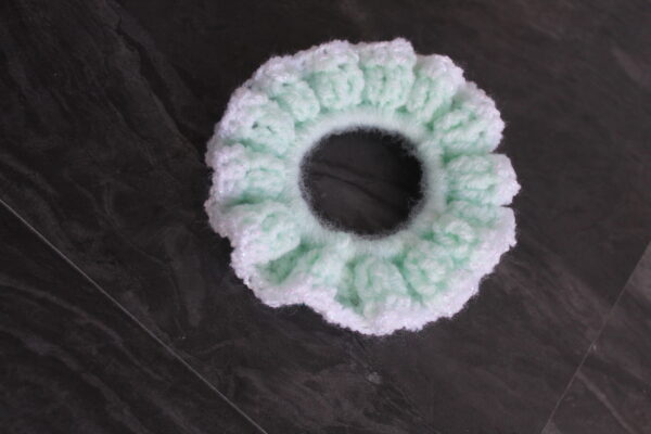 Sparkly Mint and White Scrunchie