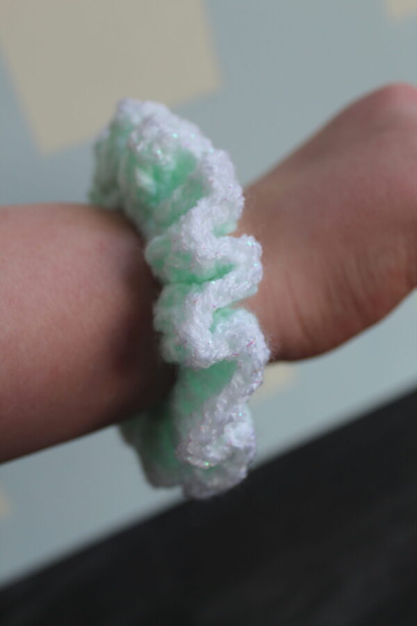 Sparkly Mint and White Scrunchie - Image 2